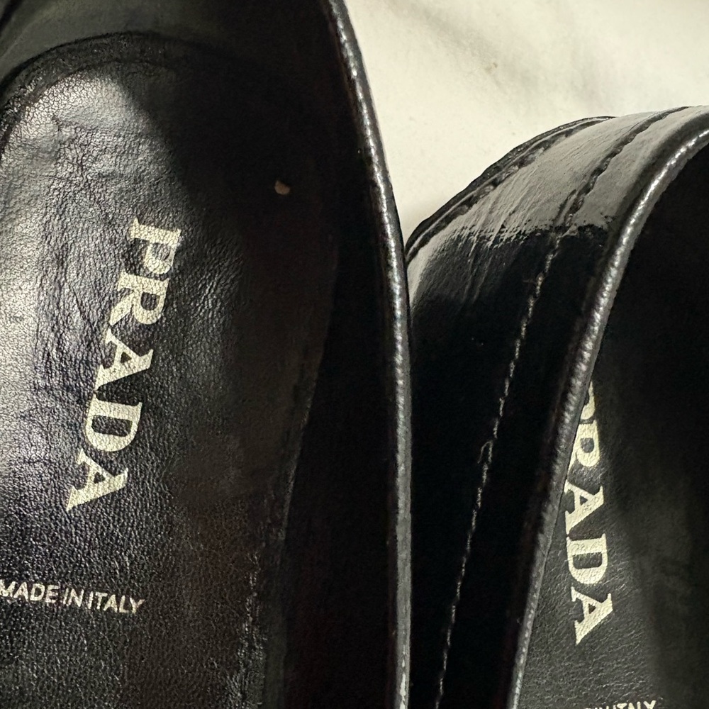 Prada Black Patent Leather Loafers Flats Size 7.5 - Picture 6 of 9